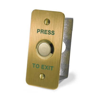 DRB002NF-B-PTE Narrow Brass Effect Press to Exit Button - Smart Access Solutions Ltd